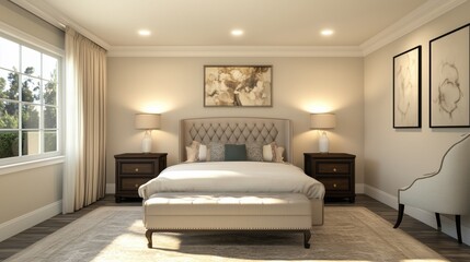 Fototapeta premium Bedroom Interior design in the transitional style.
