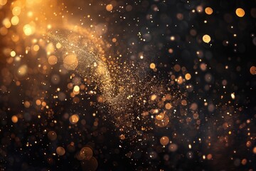 Fototapeta premium A luxurious and elegant background featuring a black and gold color scheme with plenty of sparkles