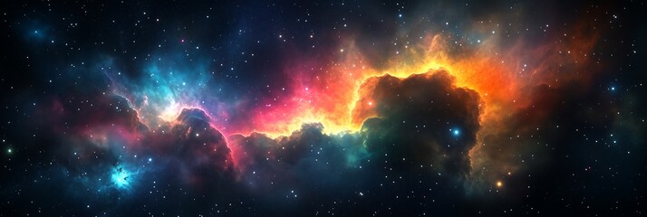 Fototapeta premium Colorful space galaxy cloud nebula. Stary night cosmos