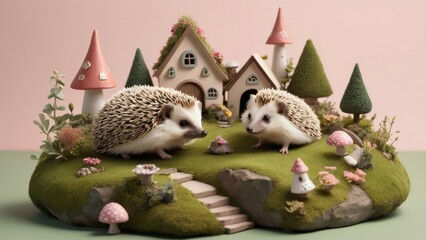 hedgehog with a christmas tree