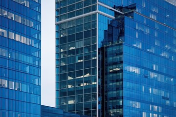 Obraz premium Next-Gen Corporate Headquarters with Stylish Blue-Tinted Glass Architecture