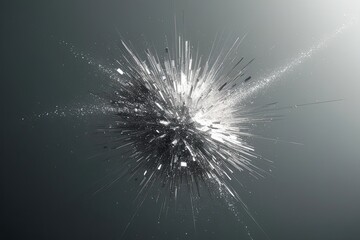 Obraz premium Silver Metallic Fragment Particle Effect with Flashing Particles Overlay on Sleek and Muted Background