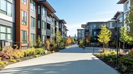 Modern Urban Area with Sleek Architecture, Busy Streets, and Vibrant City Life