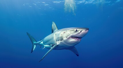Fototapeta premium Great White Shark Swimming in the Ocean