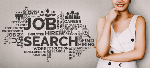 Human Resources Recruitment and People Networking Concept. Modern graphic interface showing...