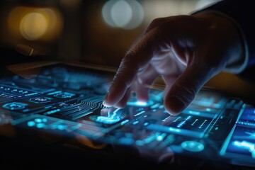 Close-up of a person's hand interacting with a computer keyboard