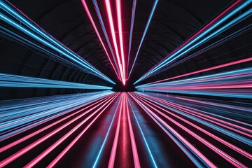 Fototapeta premium Vibrant Fluorescent Monochrome Light Trails with Shimmering Depth and Dimension
