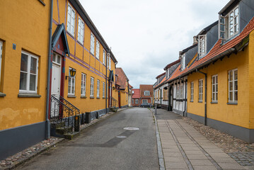 buildings near the street in town of Stege in denmark