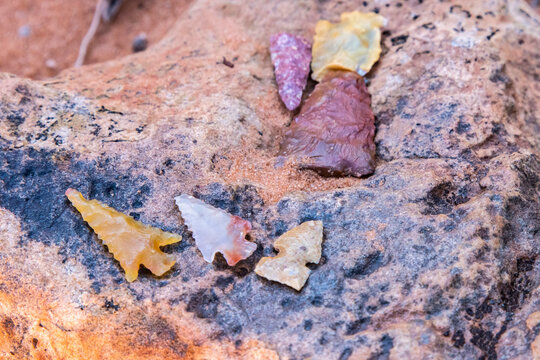 USA, Utah, Grand Staircase Escalante National Monument. Close-up of arrowheads.
