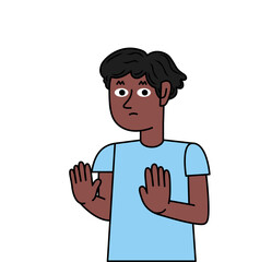 black boy showing with gestures refusing.eps