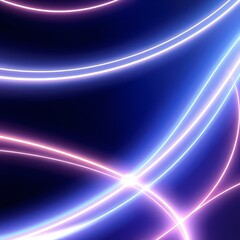 Fototapeta premium Abstract neon light trails on dark background, glowing blue and pink curved lines, futuristic energy motion wallpaper for digital technology
