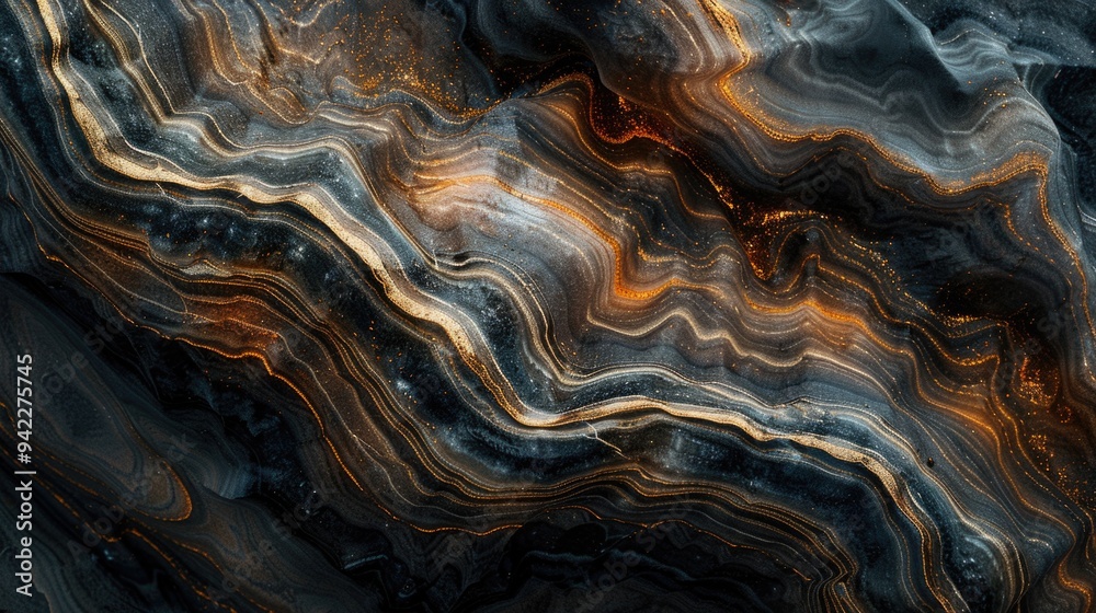 Poster Close-up shot of a marble surface with intricate patterns and veins