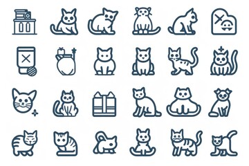 Group of domestic cats sitting and looking at each other