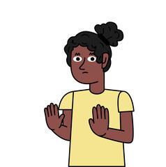 black girl showing with gestures refusing.eps