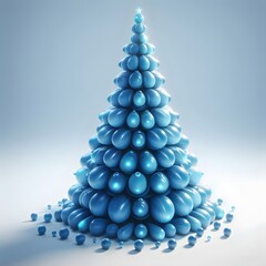 3D Blue Christmas Tree - Modern Design on White Background