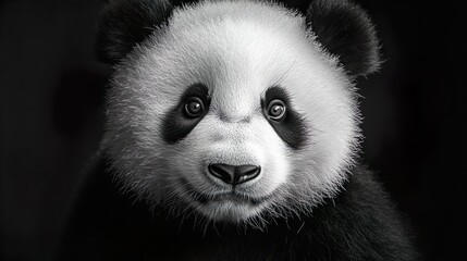 Fototapeta premium Panda with a serene expression ideal for showcasing the tranquil beauty of these creatures