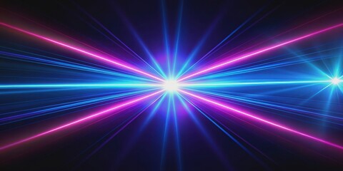 Blue and violet beams of bright laser light shining on black background, laser, light, beams, blue, violet, bright, black