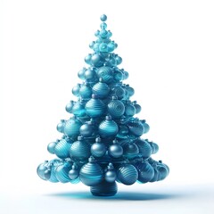 3D Blue Christmas Tree - Modern Design on White Background