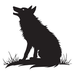 vector wolf head silhouette and white background