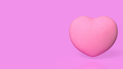 The pink fabric  heart for love or romance concept 3d rendering.