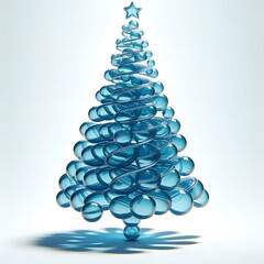 3D Blue Christmas Tree - Modern Design on White Background