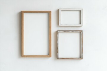 Blank picture frame mockup on wall. Light room minimal design. View of modern scandinavian style interior with artwork mock up on wall. Home staging and minimalism concept