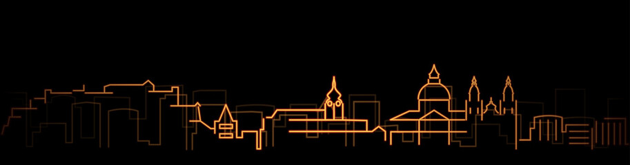 Salzburg Bright Simple Line Skyline on Dark Background