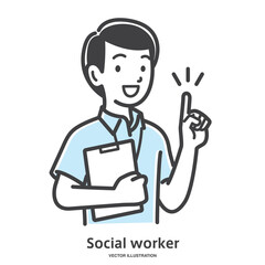 アイデアが閃くソーシャルワーカーの男性スタッフ