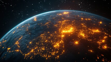 Obraz premium Earth at Night with City Lights from Space