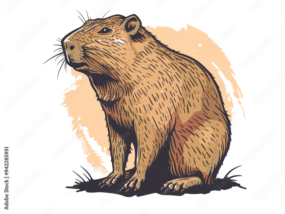 Wall mural Cute beaver. Vector hand drawn illustration on white background.