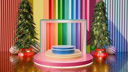 Festive Rainbow Display Stage