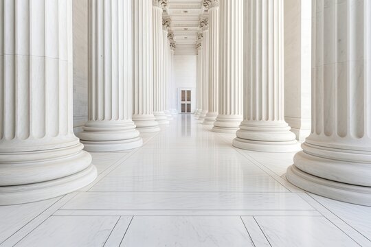 Supreme Court's marble columns, isolated on white background 