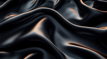 Fototapeta premium Smooth black satin with golden highlights