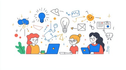 Brainstorming and Teamwork   Creative Business Illustration