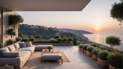 Obraz premium Modern terrace with sea view