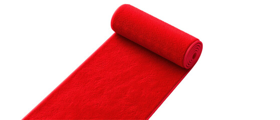 Red Carpet on Transparent Background, a vibrant red carpet elegantly displayed on a clear backdrop, perfect for enhancing event themes or promotional materials.