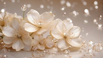 Wallpaper beige flowers