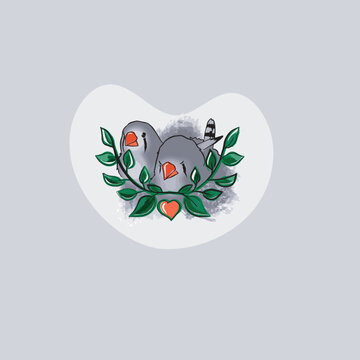 recommend clip art: two female cute grey zebra finches illustration