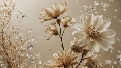 Wallpaper beige flowers