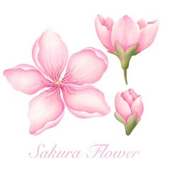 Watercolor flower sakura set  illustration