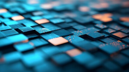 Abstract Blue and Orange Cube Pattern Background