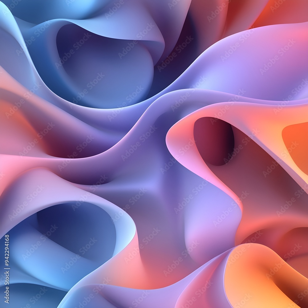 Wall mural Abstract Colorful Liquid Waves, 3D Background