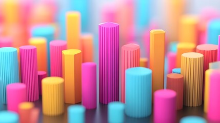 Abstract Colorful Geometric Shapes - 3D Render