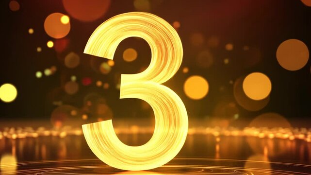 A bright golden three shines brightly against a backdrop of blurred lights, symbolizing excitement and anticipation as it captivates all in a lively atmosphere