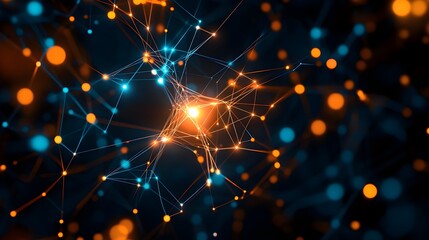 Abstract Network Connection, Orange and Blue Lights