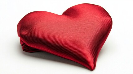 A vibrant red heart-shaped pillow made of soft satin fabric. It represents love and affection. Ideal for romantic occasions and decorative purposes. Beautiful and elegant style. AI