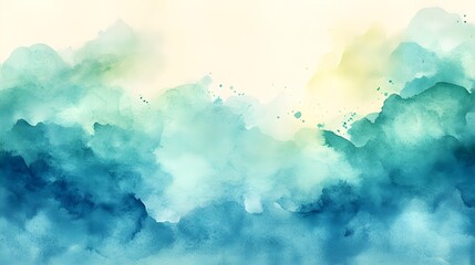 Abstract Watercolor Background - Blue, Green, Yellow