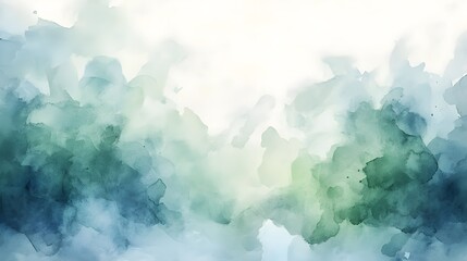 Fototapeta premium Abstract Watercolor Background, Teal Green, White, Abstract Art