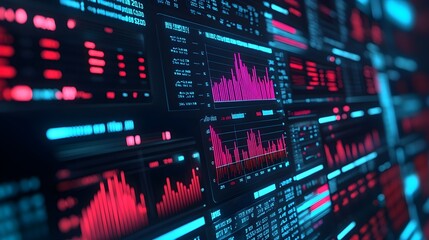 Futuristic Technology Interface with Data and Graphs