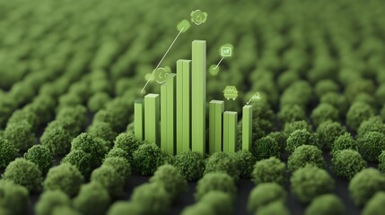 Green Growth Chart in Lush Forest - Sustainable Business
